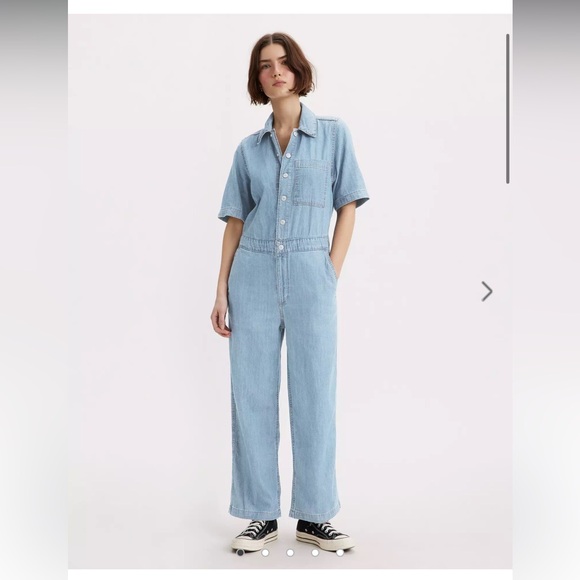 Light Blue Denim Jumpsuit - Picture 1 of 3
